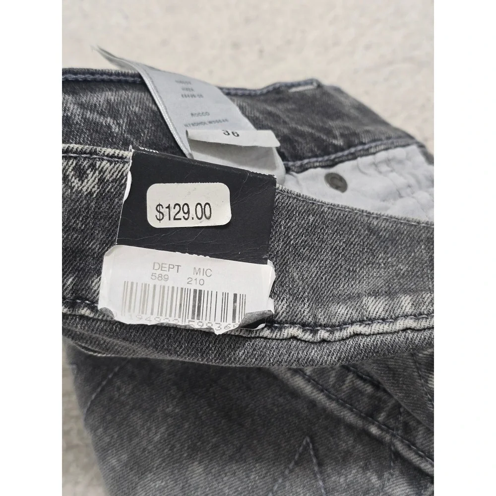 True Religion Rocco Relaxed Skinny Grey Acid Wash Jeans Mens 36 106032 HXER